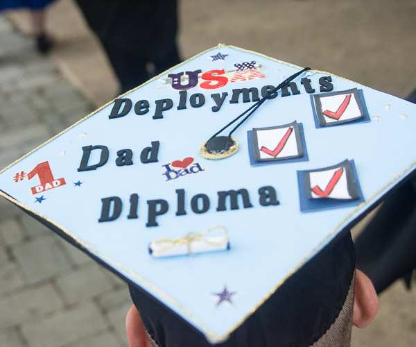 The wife of military veteran and applied human services grad Chad E. Hahn made his cap, a checklist of accomplishments under his belt.