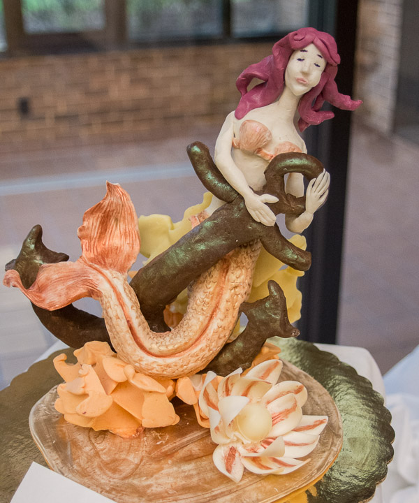 A chocolate mermaid sculpture by Chyna M. Profeta, of Williamsport, receives second place.