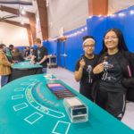 Looking for blackjack players are dealers-in-waiting Leslie M. Medina (left), a pre-dental hygiene student from Kennett Square, and Cindy M. Ruiz, of Easton, majoring in surgical technology.