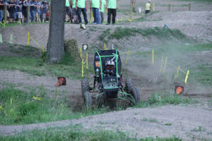 Eckstein drives the college's entry to a second-place finish in the suspension and traction event at Baja SAE Rochester.