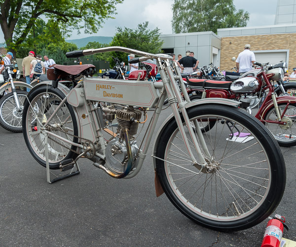 Richard Taylor, of Mansfield, Ohio, brought along a still-operational 1910 Harley-Davidson.
