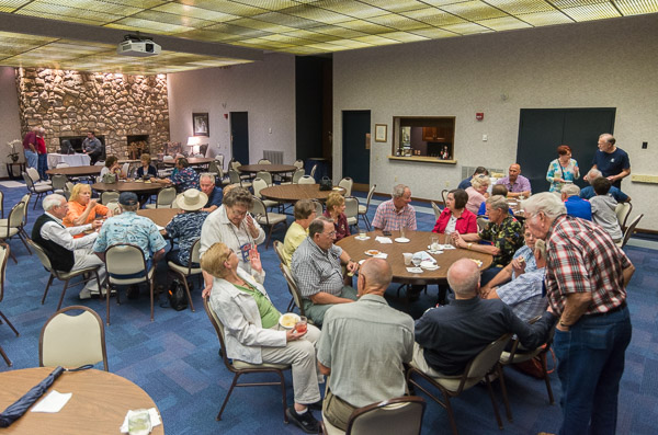 Thursday's participants enjoy a social hour in the Thompson Professional Development Center.