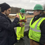 Contributor Joseph Hammond talks with ShaleNET trainee Susan Foster, of Tioga, during his February visit to ETEC.