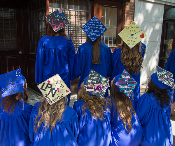Glorious grad caps offer colorful, meaningful sentiments.