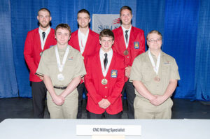 Penn College’s Matthew R. Bean (back row, far left), of McElhattan, was a silver medalist in the CNC Milling Specialist category.