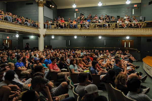 Students fill the Klump Academic Center Auditorium for 
