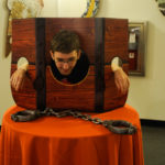Banished to the stocks is Jake C. Forelli, an engineering design technology major from Damascus.