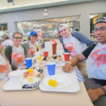 Awash in camaraderie and clad in lobster bibs are (from left) students Cameron Brown, of Tower City; Taylor Delp, of New Berlin; Maura K. Mengel, of Mount Carmel; Haydn T. VanDyk, of Ramsey, N.J.; and Jordan A. Sims, of Norristown.