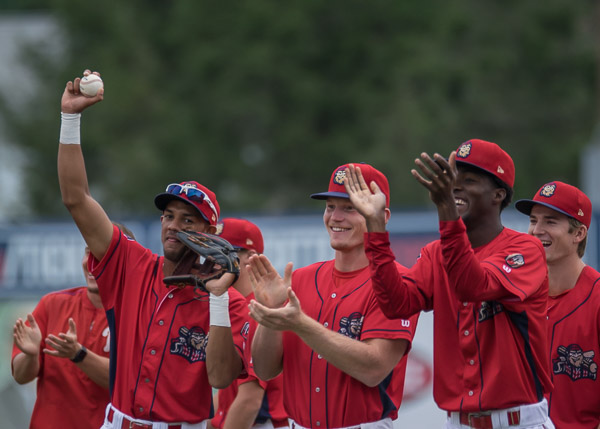 Crosscutters acknowledge the Pack the Park crowd of 1,868 fans.