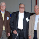 McDonald (left) joins two other original board members – George E. Logue Sr. (center) and William D. Davis Sr. – for the Penn College Foundation's 30th anniversary in 2011. Logue died the following year, Davis in 2014.