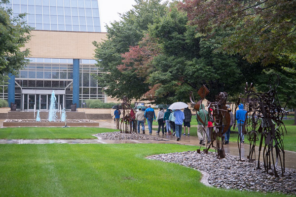 Torrential rains didn’t stop a crowd of family members heading to the Breuder Advanced Technology & Health Sciences Center for a tour. 