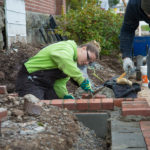 Gwendolyn M. Wagner, of Cressona, a building construction technology: masonry emphasis student, concentrates on the task at hand. 