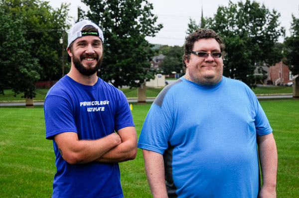 On hand for Ultimate Frisbee are Joshua L. Blank (left), a 2015 graduate in information technology: information assurance and security concentration, and Patrick J. Maeulen, enrolled in information assurance and cyber security.