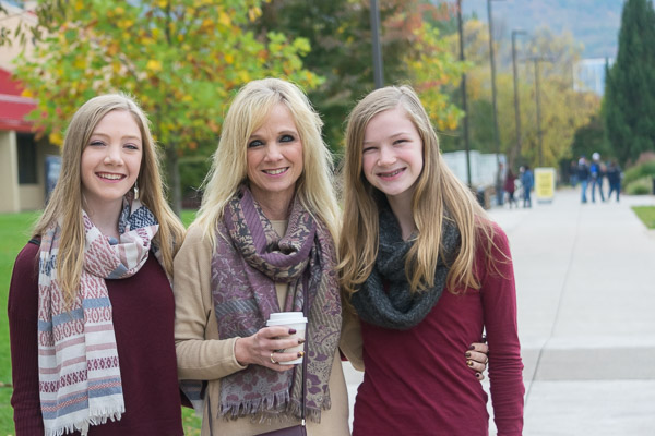 From left, Gabrielle, Lisa and Shaye Fries enjoy their day on main campus.