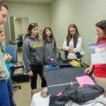 Students glean details from nursing instructor Christine B. Kavanagh. From left are H. Alex Simcox, Christina M. Mossman, Ashley M. Otto, Katherine Santoianni, Maneval and Kavanagh.