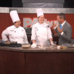 WBRE's Josh Hodell talks with student Katlyn J. Hackling (center) and Chef Mary G. Trometter.