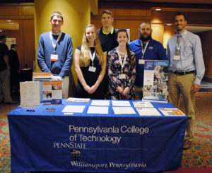 Plastics and polymer engineering technology students at Penn College participated in the Society of Plastics Engineers 32nd Annual Blow Molding Conference. From left are: Seth E. Cook, Mountville; Hannah G. Maize, Riverside; Logan A. Tate, Williamsport; Sapphire E. Naugle, Jersey Shore; Anthony P. Wagner, Lock Haven; and Tom J. Van Pernis, instructor of plastics and polymer technology. 