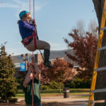 Attendees climbed a poplar tree with ropes and saddles during a session with Justin Shelinski, laboratory assistant for horticulture.