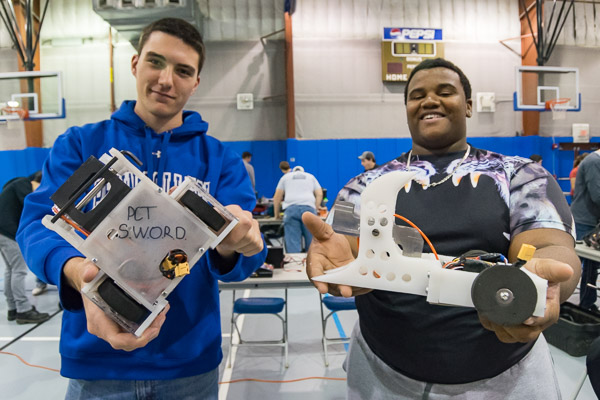 S.W.O.R.D.'s William C. Hayden (left), of Greensburg, and Jhsia N. Miles, of Clairton, represent the college's engineering design technology major.