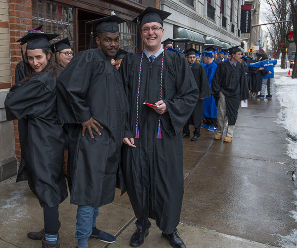 The winter weather didn’t chill the joy (or antics) of these graduates. 