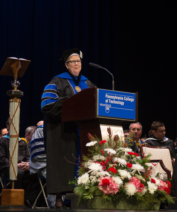 The president proudly takes to the podium for the culmination of the Fall 2016 semester.