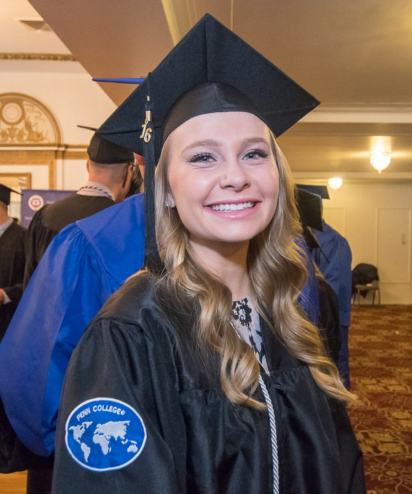 Sporting one of the new patches recognizing international students and those who have studied abroad is Holli E. Styer, who spent time in Nicaragua. The dental hygiene: health policy and administration concentration graduate hails from the Lancaster County borough of Denver. 