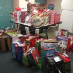 Gifts stand gathered for Thursday delivery to Salvation Army-arranged recipients.
