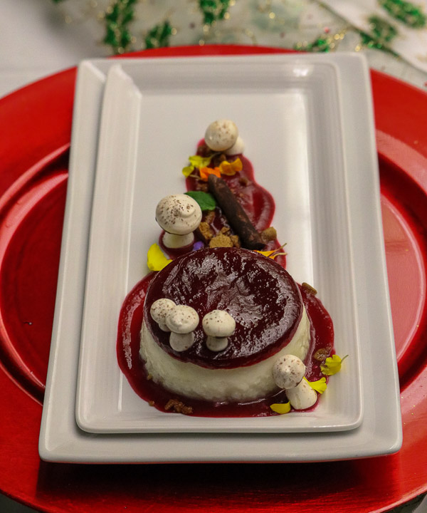 Keegan D. Sonney’s Best of Show entry, “Flan in the Forest,” was the first-place winner among Classical and Specialty Dessert Presentation entries.