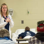 Marissa N. Herb, of Williamsport, talks about the learning activities surrounding the facility’s 35 static mannequins.