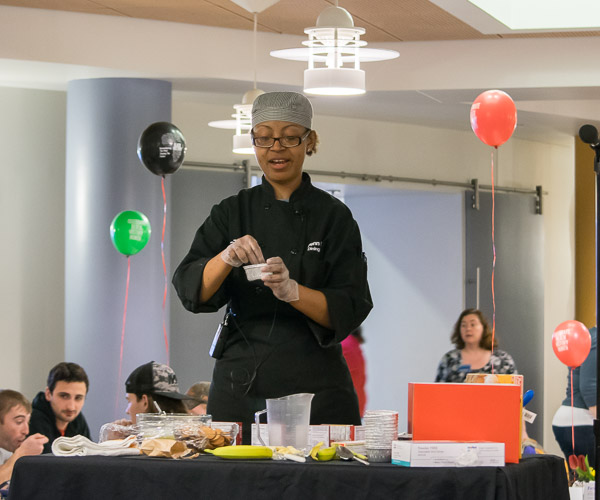 The event, sponsored by Diversity and Community Engagement, included a cooking demo by Dining Services' LaToya C. Simmons.