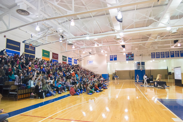 ... enthralling a daytime crowd of fifth-graders in the college's Bardo Gymnasium.