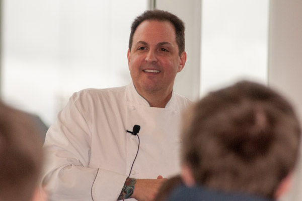 During a book talk in the Madigan Library, Chef Rick Tramonto shares both light and darkness on his path to becoming the man and world-renowned chef he is today.