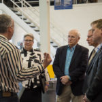 Faculty member Roy H. Klinger talks with (from left) college President Davie Jane Gilmour and Sens. Yaw, Eichelberger and Aument.
