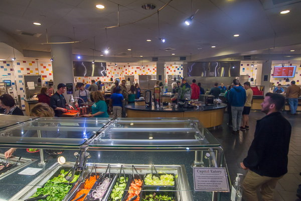 Visitors explore the colorful, nutritional offerings in Capitol Eatery. 