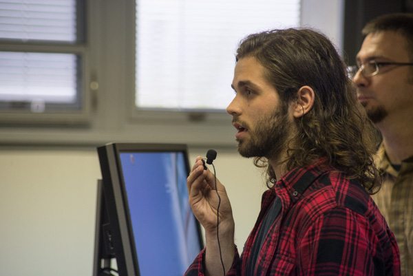 Fedele (with Doebler in the background), shares his summer internship plans – measuring black walnut trees in Nebraska. 