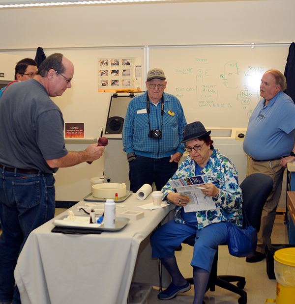 AACA members are exposed to the marvels of 3-D printing, a boundless vehicle for fabricating replacement parts, in the rapid prototyping lab with Eric K. Albert, an associate professor of machine tool technology and automated manufacturing.