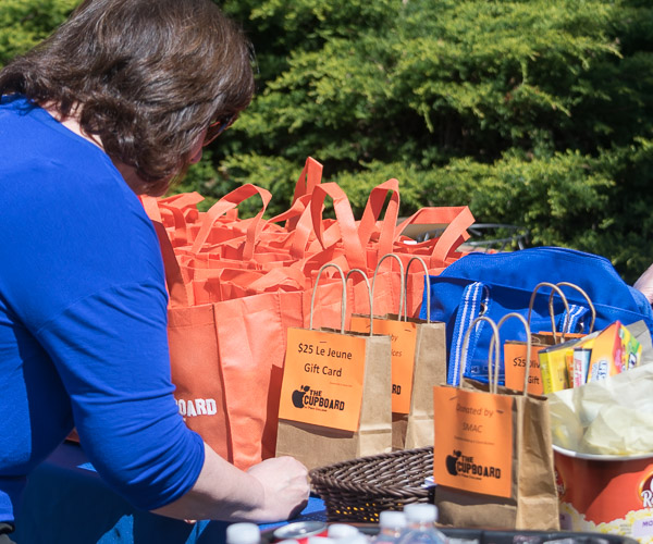 The first 100 attendees at Tuesday's cookout received prize bags.