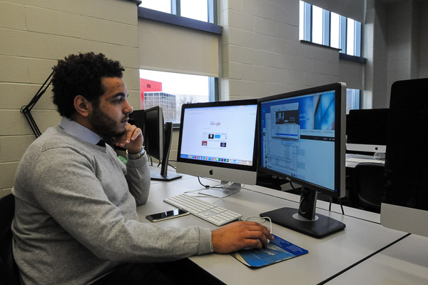 Providing a glimpse of his web and interactive media major is student Devyn T. Tucker, from Germany.