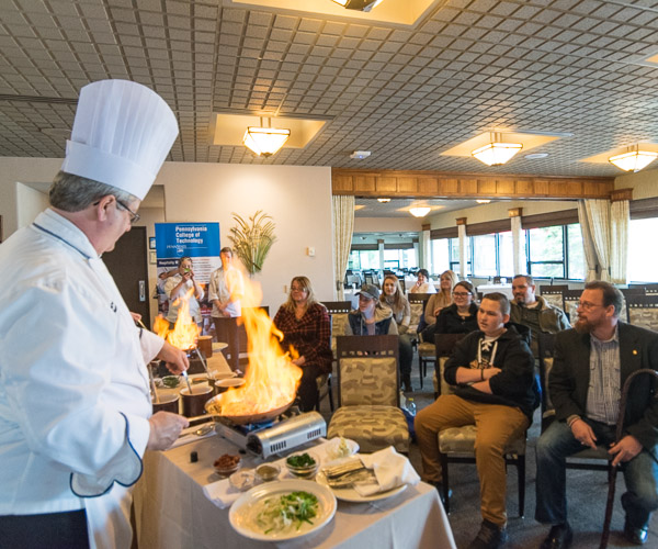 ... and Chef Paul Mach provides a hard-to-ignore cooking demo in Le Jeune Chef Restaurant.