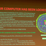 The speaker shows a "ransomware" pop-up, which extorts money from an Internet user facing encryption of computer files. Although the message purports to be from the FBI, Ebersole promised that authorities wouldn't deal so cavalierly with those accessing child pornography. They "won't be emailing you and asking you to pay the paltry sum of $200."