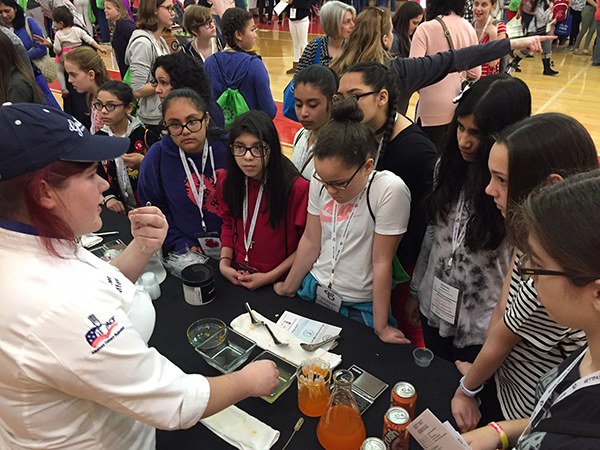 Somer A. Safford, a culinary arts technology major from Port Allegany, enthralls her audience ...