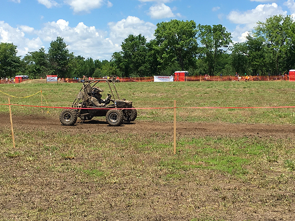 The college's #114 car shows its stuff.