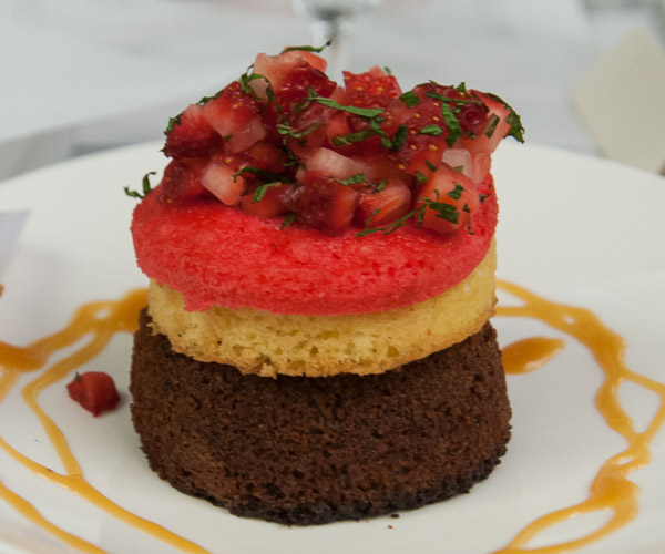 A strawberry-topped dessert by Cy C. Heller, of Milton, takes third place.