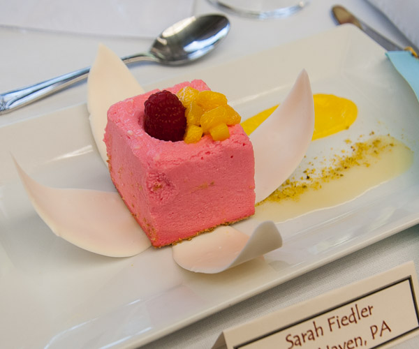 Sarah B. Fiedler, of Lock Haven, received honorable mention for raspberry cheesecake surrounded by white chocolate petals, mango and white chocolate sauce, garnished with fresh mango, raspberry and pistachio dust.