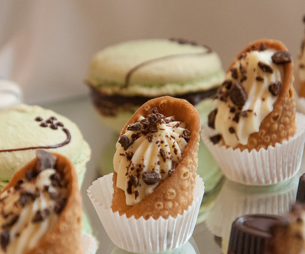 Calaman’s mint-chocolate macarons and cannoli bites tempt the sweet tooth.
