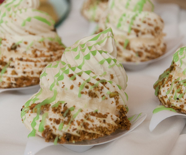 Diaz’s lime-curd Pavlovas are reminiscent of sea life.