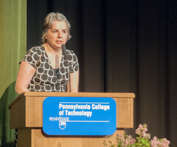 Sandra L. Richmond, director of nursing, welcomes guests to the first induction ceremony for the Penn College Bachelor of Science Nursing Honor Society.