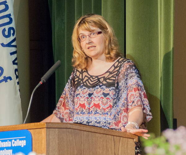 Dr. Rebecca D. Toothaker, acting president and vice president of the Theta Zeta chapter of Sigma Theta Tau International, offers the keynote, outlining the history and benefits of the honor society.