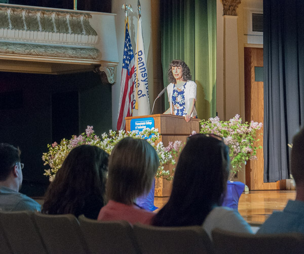 Donnamarie Lovestrand, instructor of nursing and vice president of the Penn College Bachelor of Science Nursing Honor Society, addresses the group.