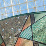 The mosaic’s angles mimic the atrium’s skylight.